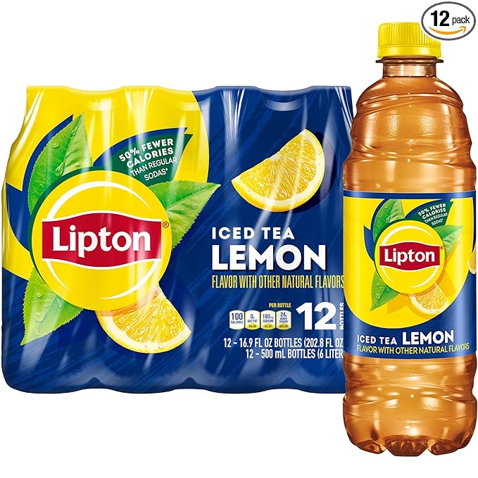 Lipton Lemon Iced Tea, 16.9 fl oz, 12 Pack Bottles