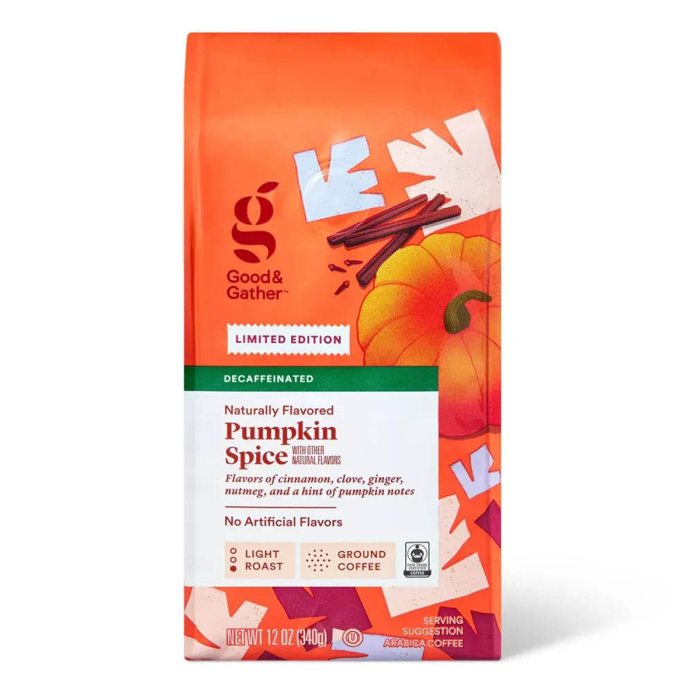 Naturally Flavored Pumpkin Spice Light Roast Ground Coffee - Decaf - 12oz - Good & Gather